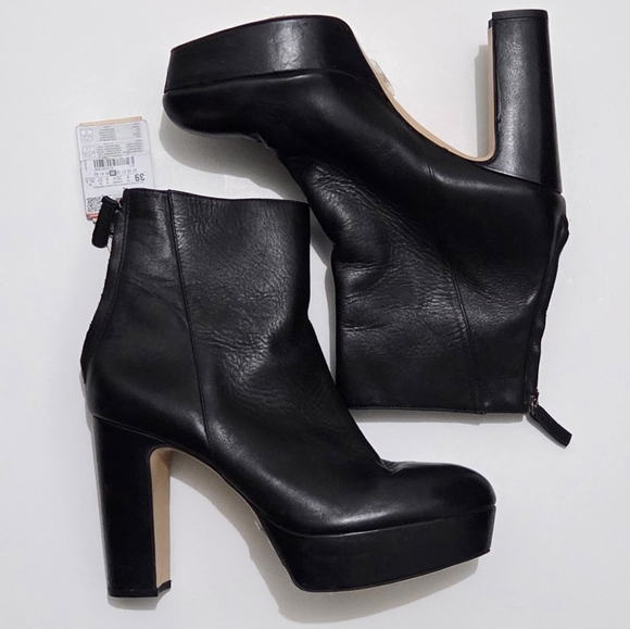 Zara | Leather Platform Ankle Boots - Picture 4 of 12